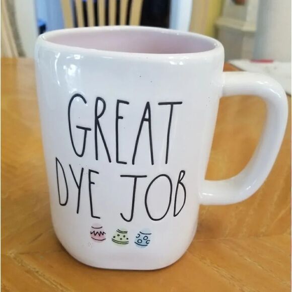 Rae Dunn GREAT DYE JOB white mug Easter release - Picture 1 of 2